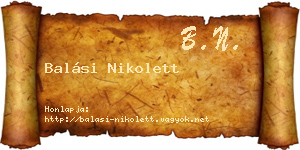 Balási Nikolett névjegykártya
